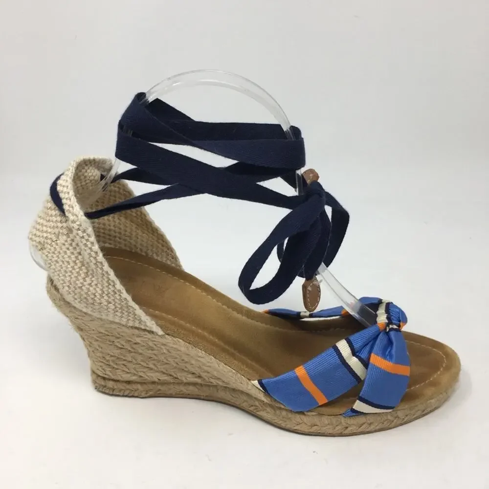 J Crew Blue Stripe Ankle Tie Woven 3